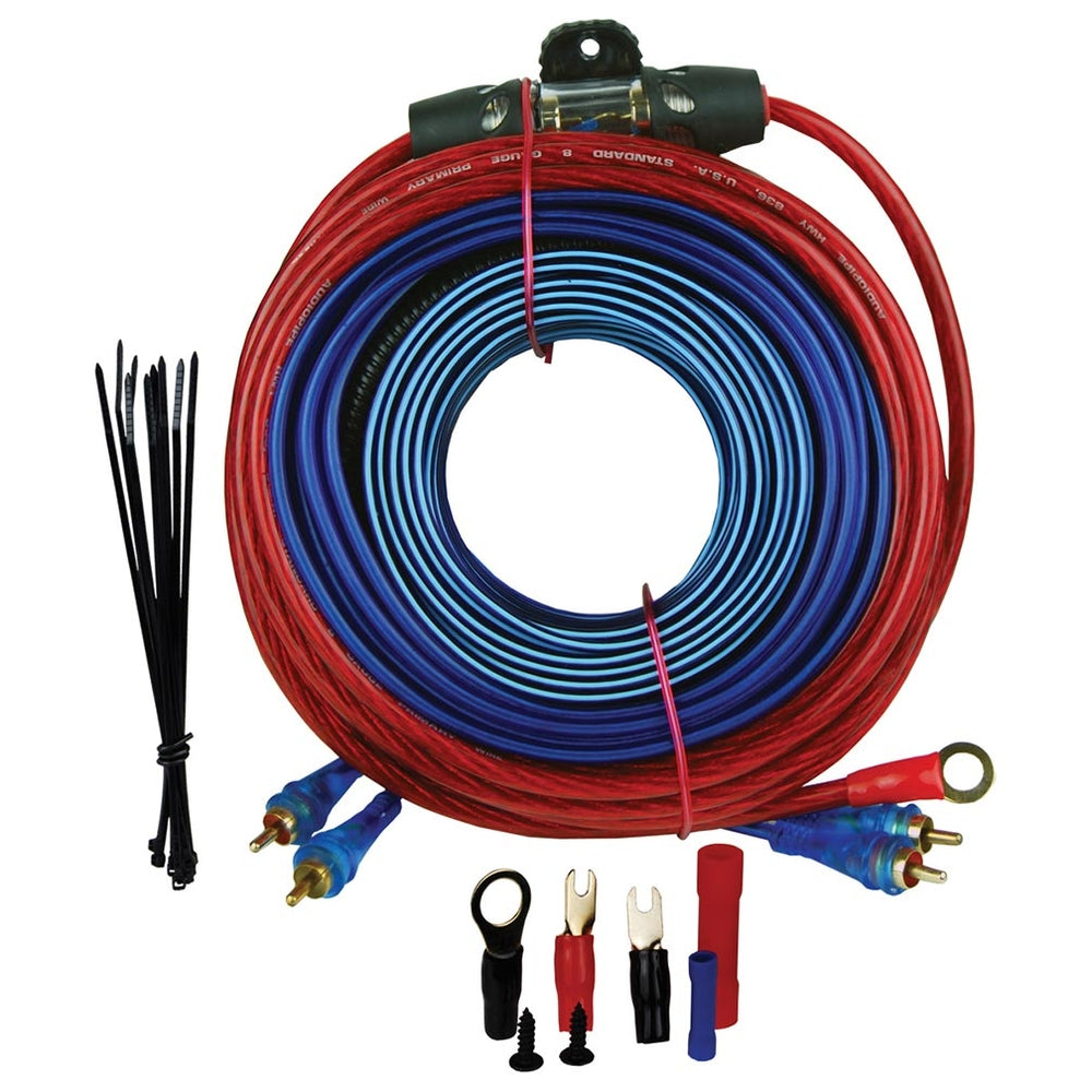Audiopipe BMS-1500SX Wiring Kit 8 Gauge Amplifier 1500W RCA Cables Image 1