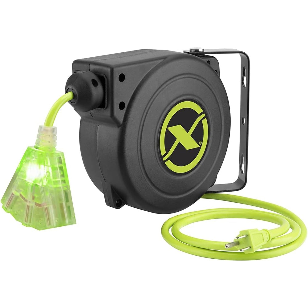 Flexzilla FZ8160253 Retractable Extension Cord Reel 25' Triple Tap Indoor Outlet Image 1