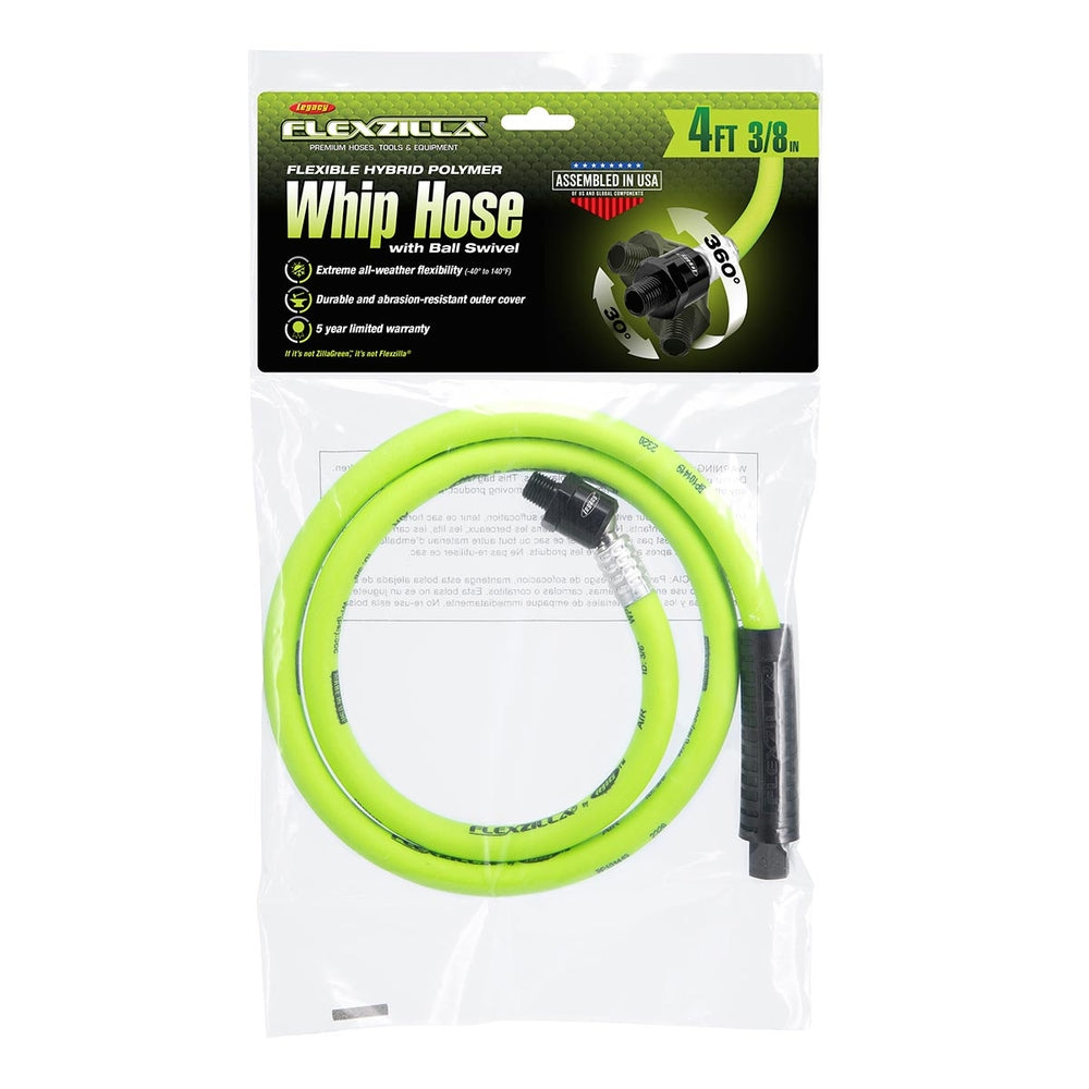 Flexzilla Hfz3804Yw2B Whip Hose Ball Swivel 3/8In X 4Ft