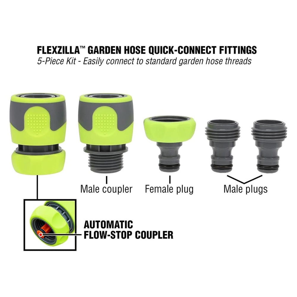 Flexzilla HFZGAK14 Garden Hose Quick Connect Fittings Coupler Plug Kit 5 Piece
