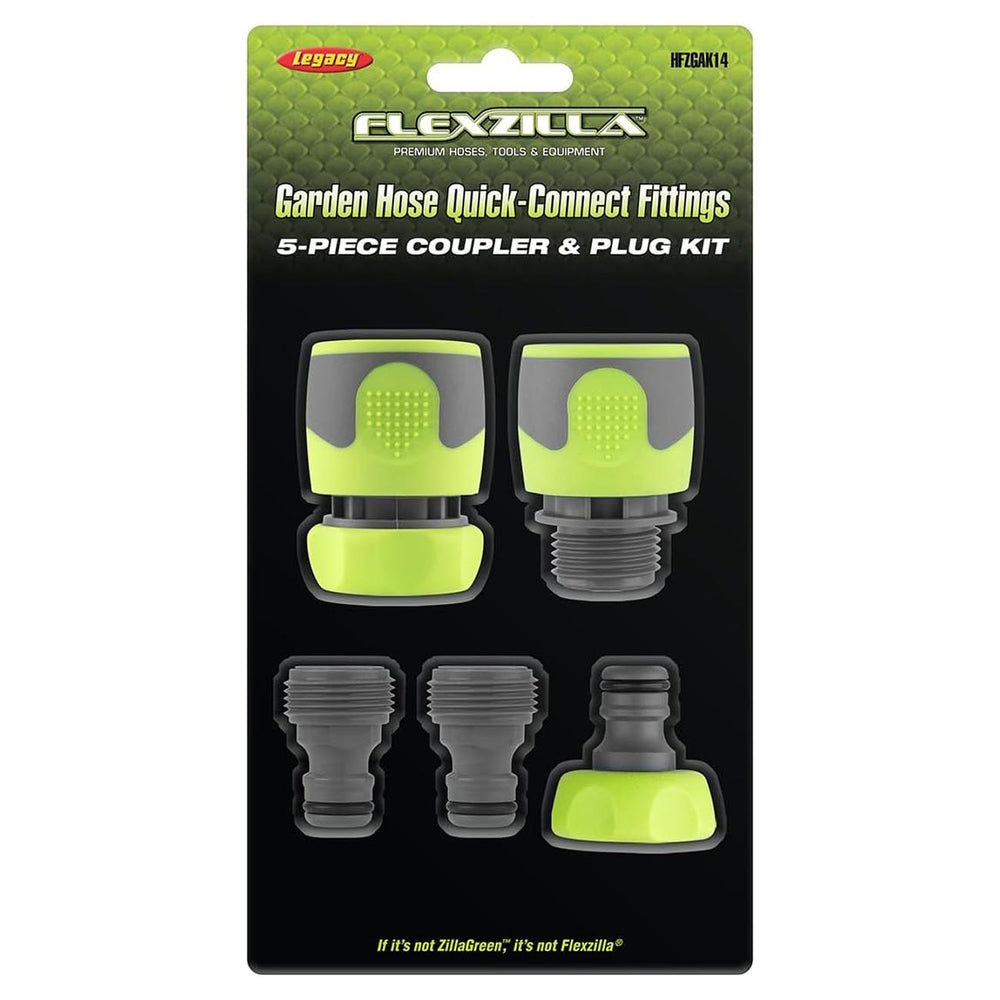 Flexzilla HFZGAK14 Garden Hose Quick Connect Fittings Coupler Plug Kit 5 Piece