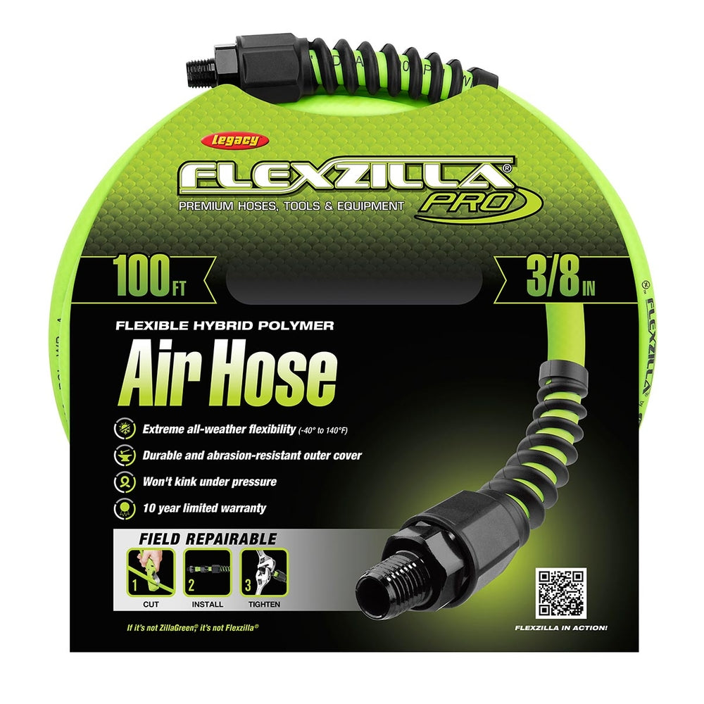 Flexzilla HFZP38100YW2 Pro Air Hose 3/8" x 100' Lightweight & Field Repairable