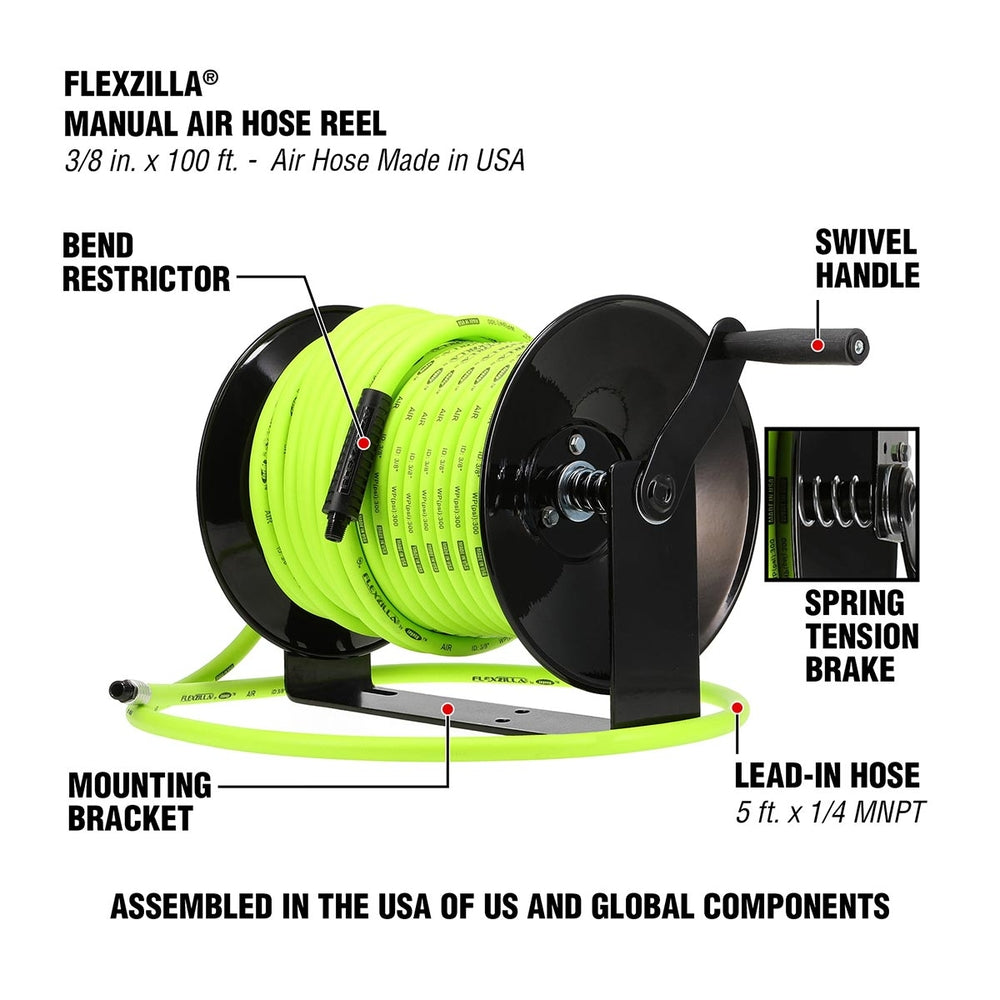 Flexzilla L8652Fz Manual Air Hose Reel Fixed 3/8" X 100''