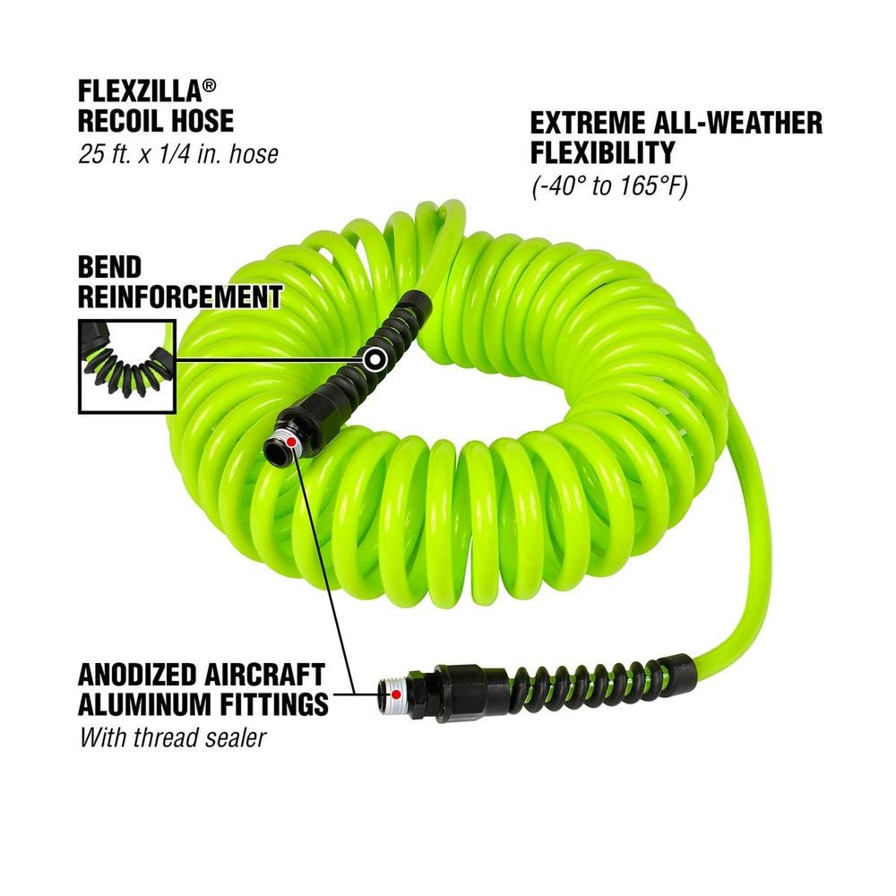 Flexzilla LP1425AFZ Recoil Hose 1/4" x 25ft with MNPT Fittings