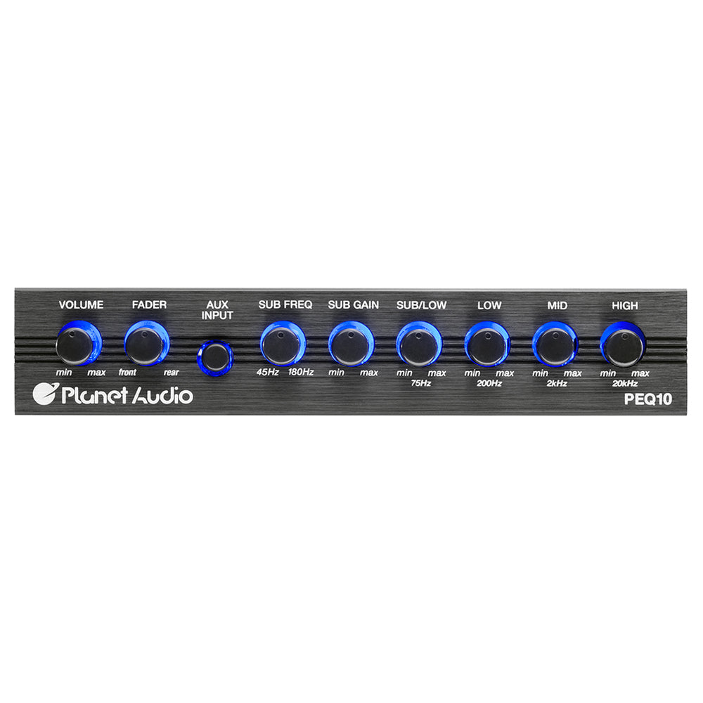 Planet Audio PEQ10 4 Band Equalizer with Aux Input and Master Volume Control (Half Din)