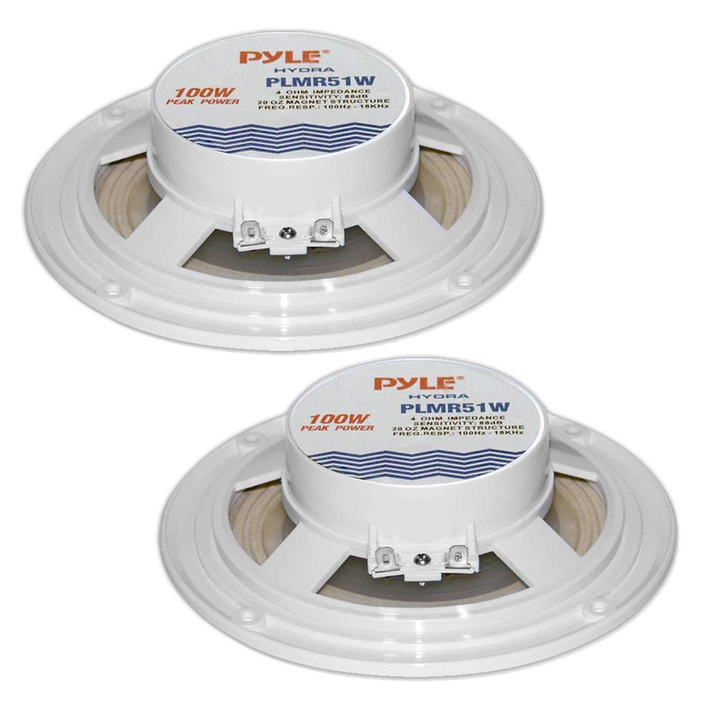 Pyle PLMR51W Marine 5.25" Dual Cone Speakers White