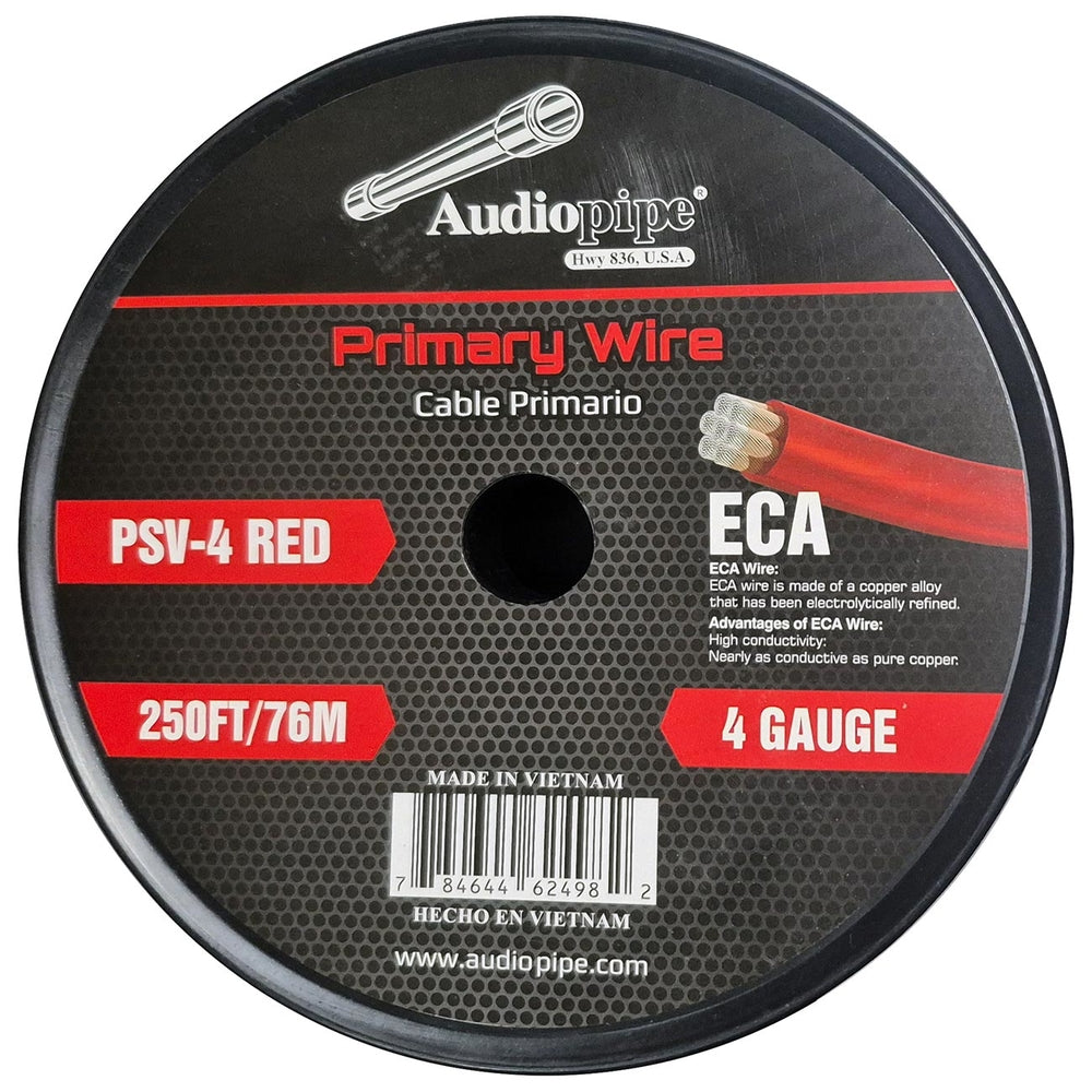 Audiopipe PSV-4 Red Flexible Power Cable 4 Gauge 250ft - Audiopipe