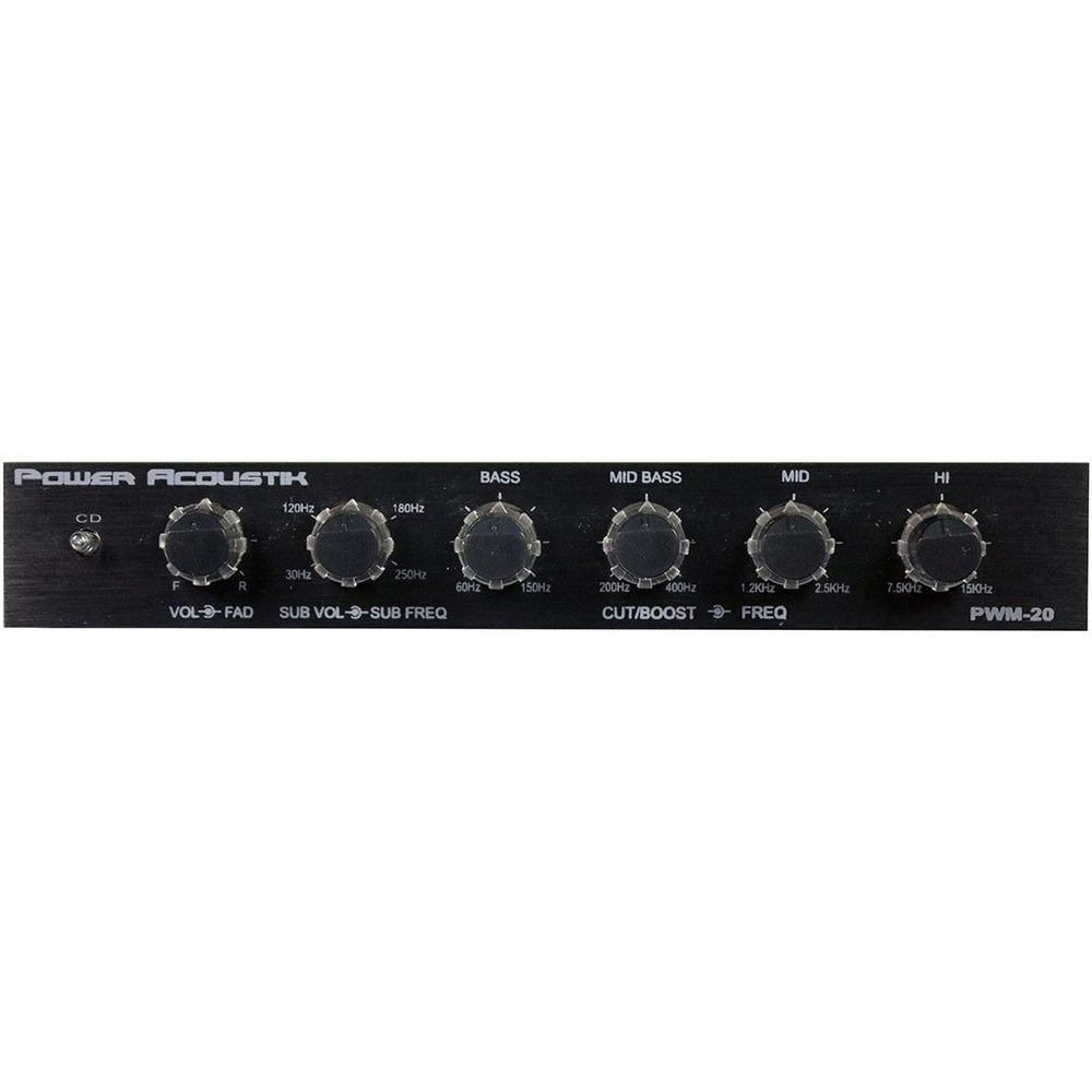 Power Acoustik PWM-20 Equalizer Pre-Amp - 18dB/Octave, 4 Band Parametric EQ, Subwoofer Crossover