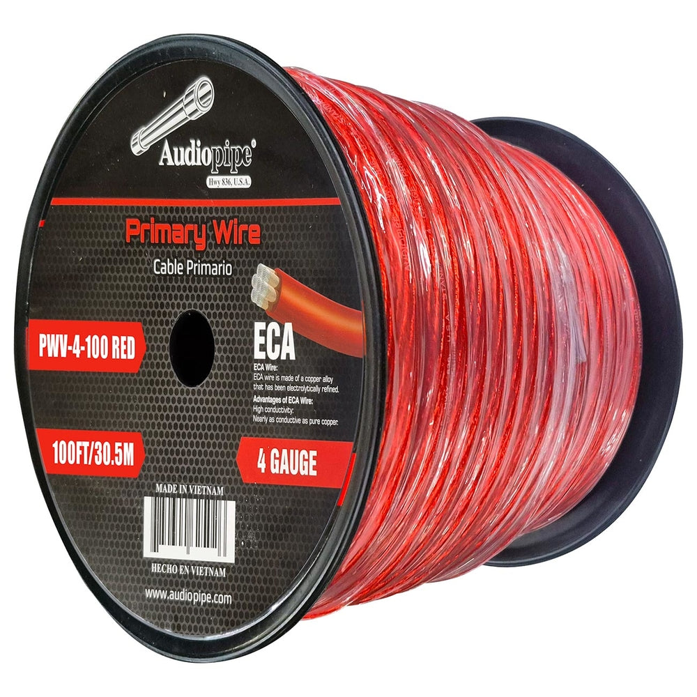 Audiopipe PWV-4-100 Red Flexible ECA Power Cable 4 Gauge 100ft Image 1