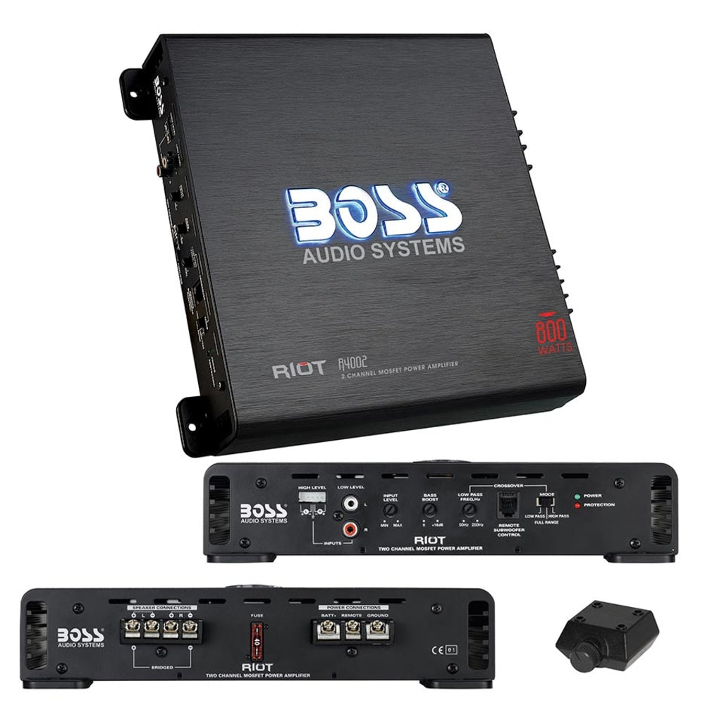 Boss Audio Systems R4002 800w 2Ch Class A/B Amp - Car Audio Amplifier Image 1