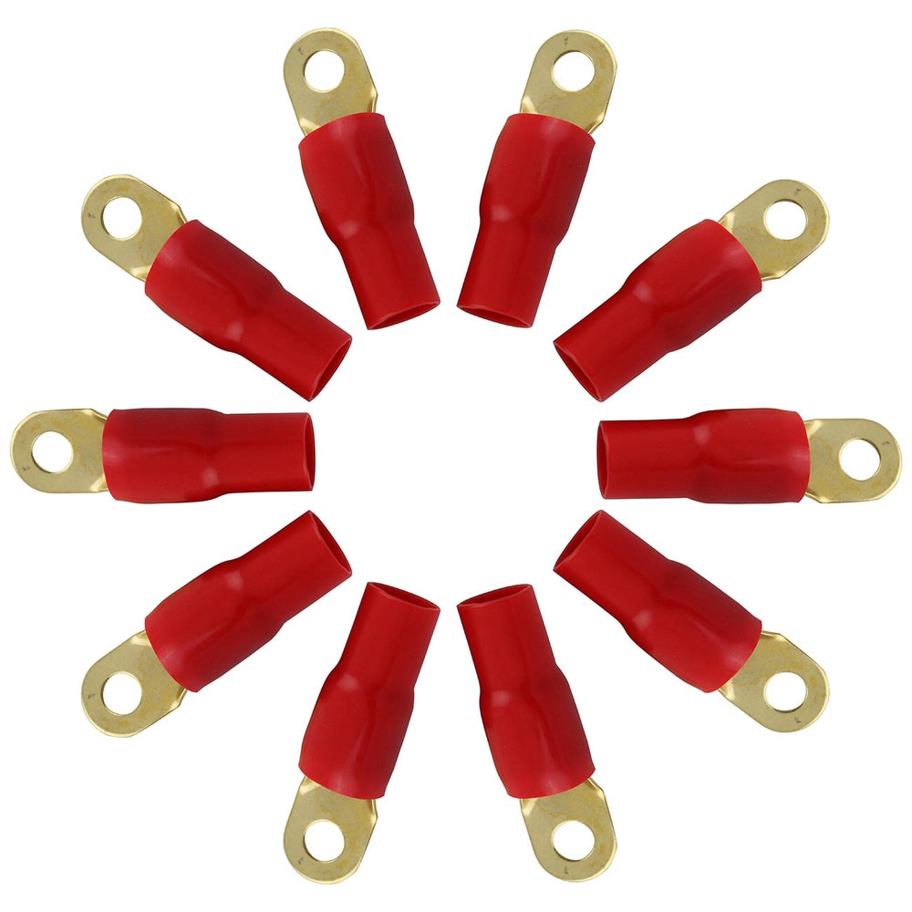 Xscorpion Rt0R Ring Terminals 1/0Ga. 10Pcs. Gold;Red Sleeve;Xscorpion Image 1