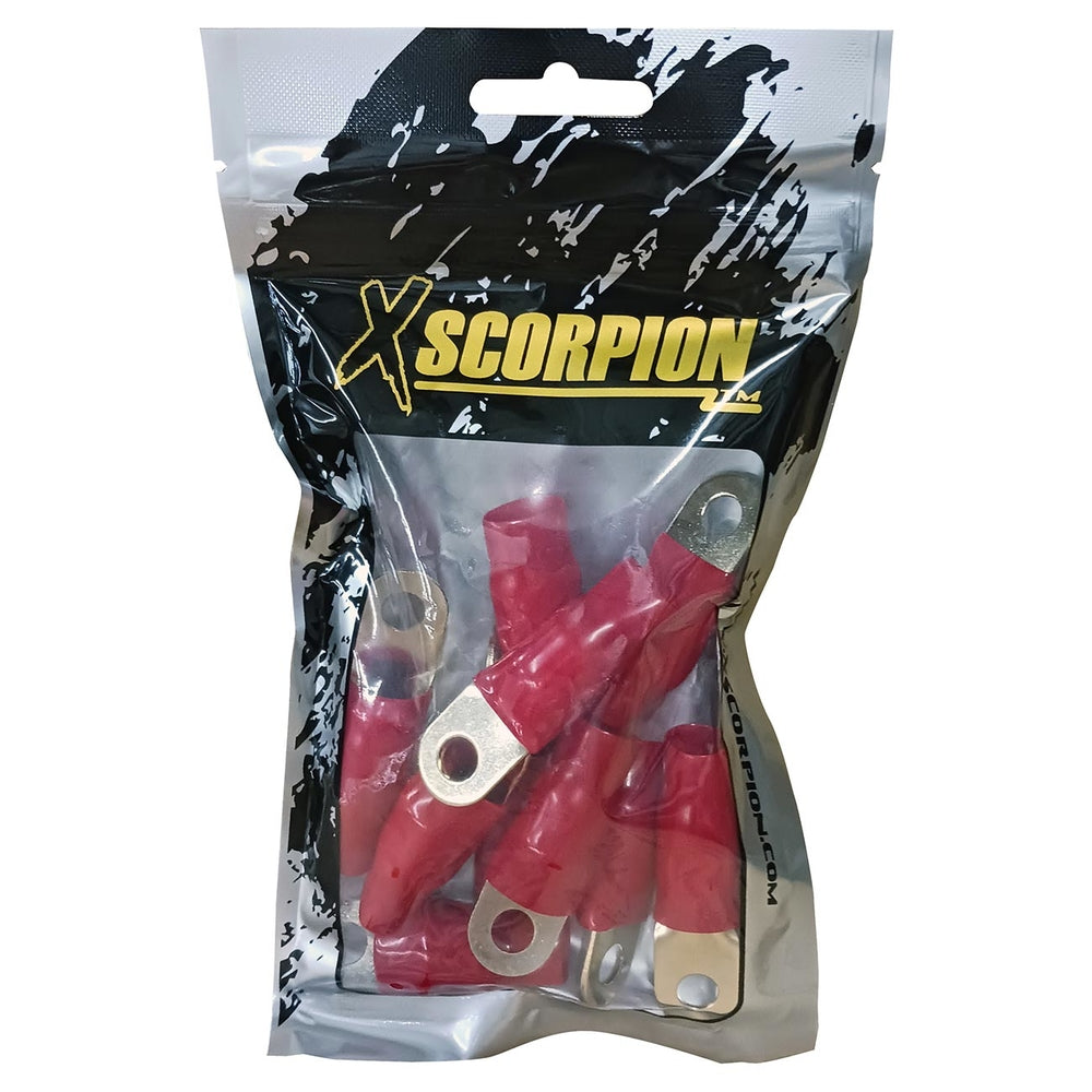 Xscorpion Rt0R Ring Terminals 1/0Ga. 10Pcs. Gold;Red Sleeve;Xscorpion
