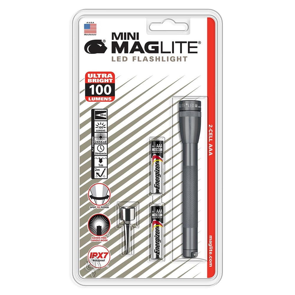 Maglite SP32096 LED Mini Flashlight Gray 100 Lumens