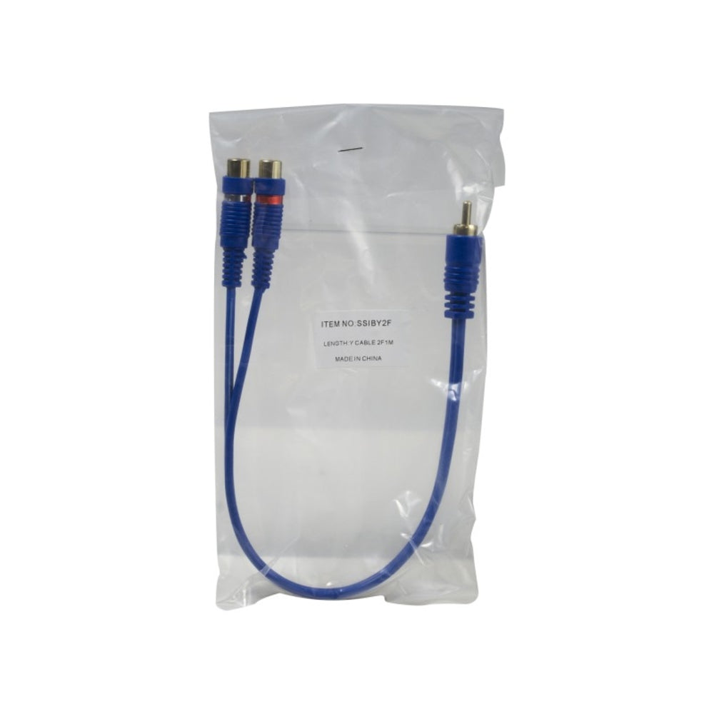 Stinger SSIBY2F RCA Y Blue Interconnect 6""