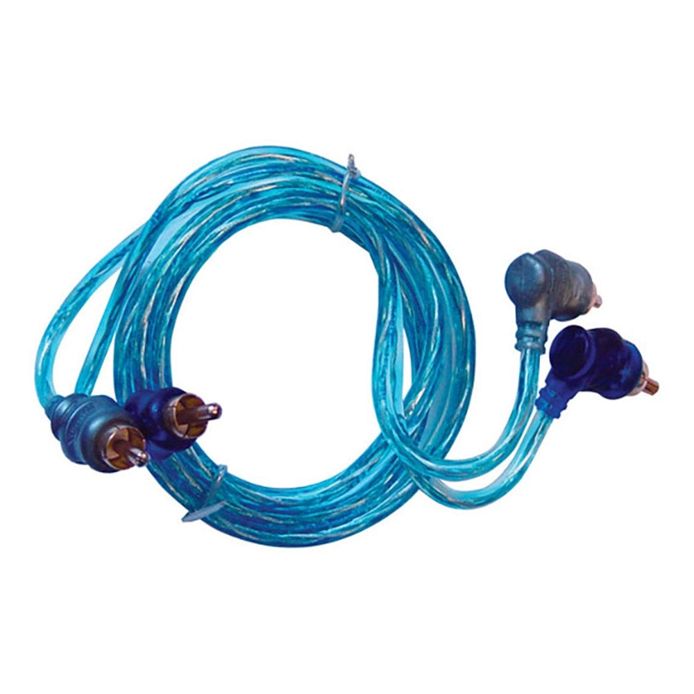 Xscorpion STP18 RCA Cable 18' Right Angle Blue/Platinum Twisted Image 1