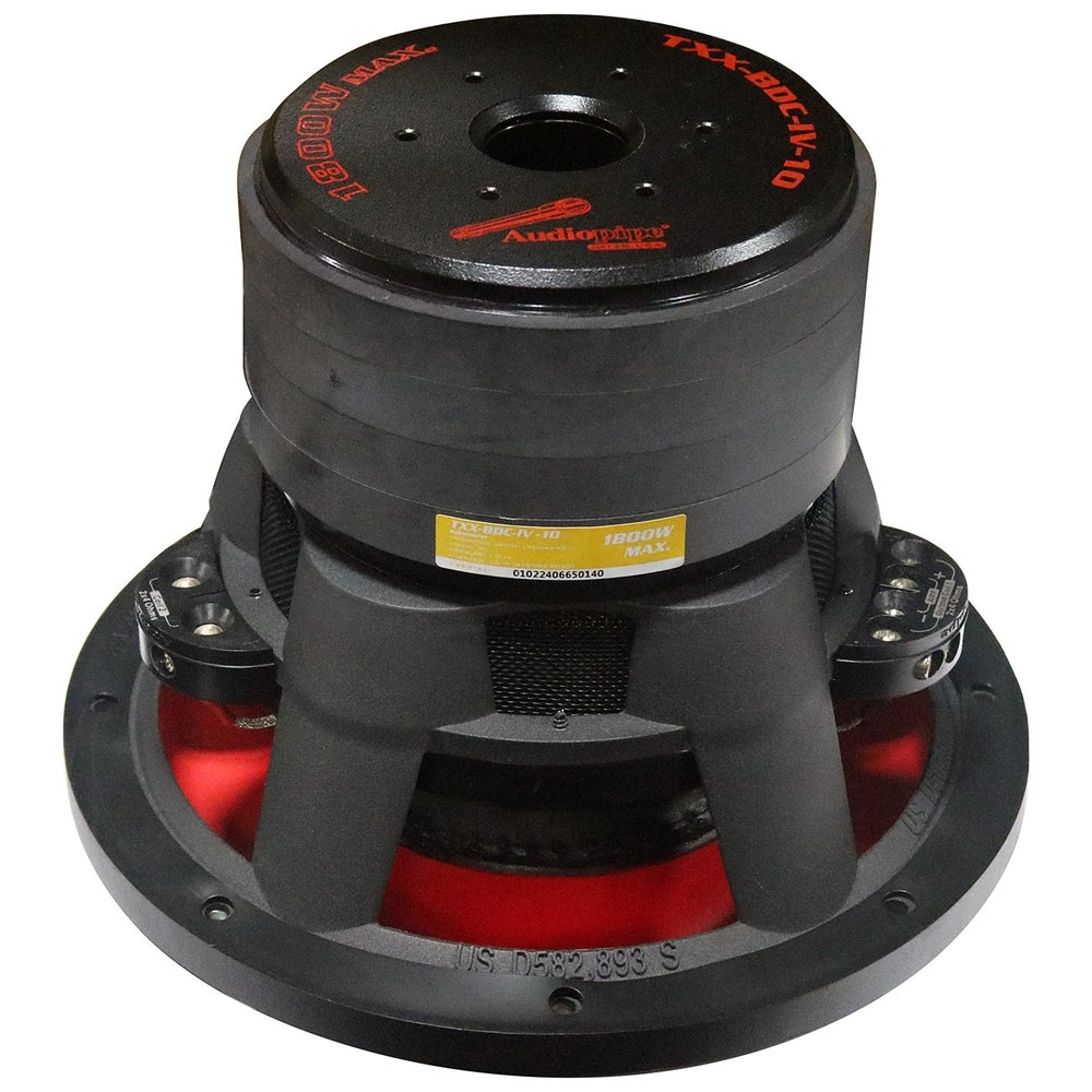 Audiopipe Txx-Bdc-Iv10 10" Dual 4 Ohm Woofer 900W RMS/1800W Max