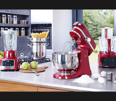 Assorted kitchen appliances from CE Showroom, including blender, mixer, and food processor for a modern and efficient kitchen